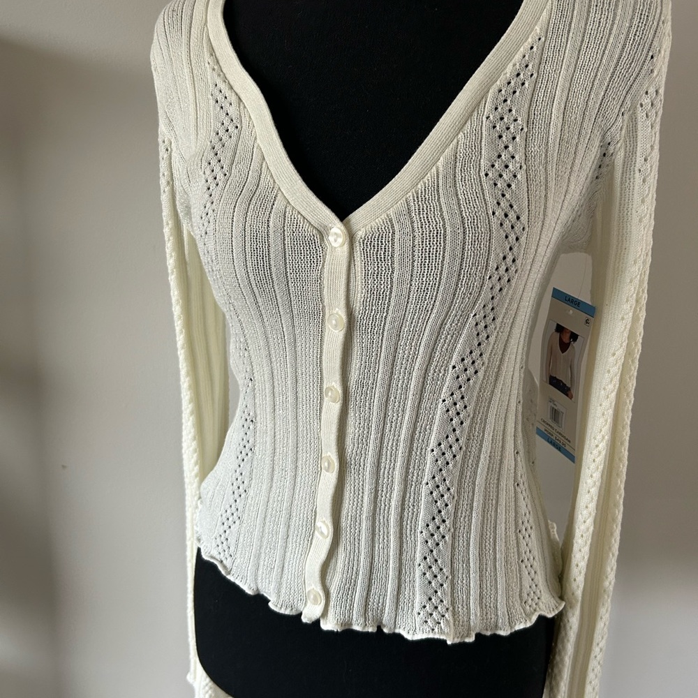 Aeropostale Off-White Button-Up Cardigan